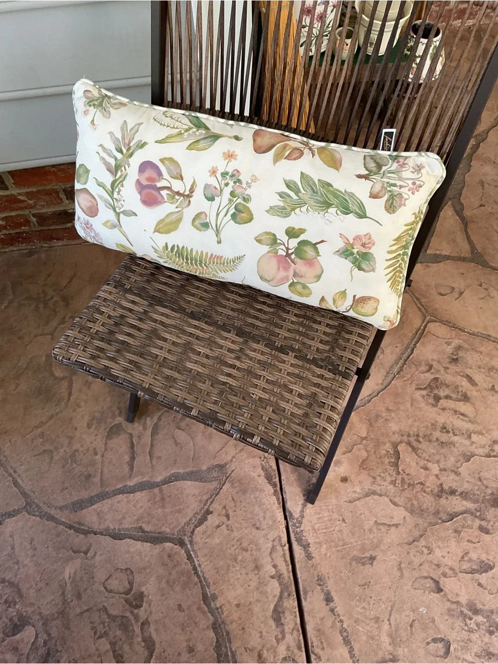 Two Green Plaid and Floral Reversible Accent Lumbar Pillows